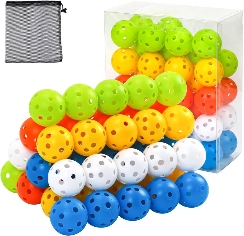 Bac-kitchen Plastic Golf Balls Practice Limited Flight Golf Training Ball Hollow Swing Practice Indoor Golf Balls with Mesh Drawstring Bag for Backyard Driving Range or Outdoor - Image 1